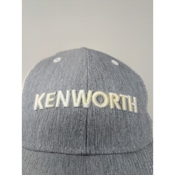 Kenworth Trucks Mesh Back Snapback Hat Embroidered Logo Gray & White - Picture 3 of 10